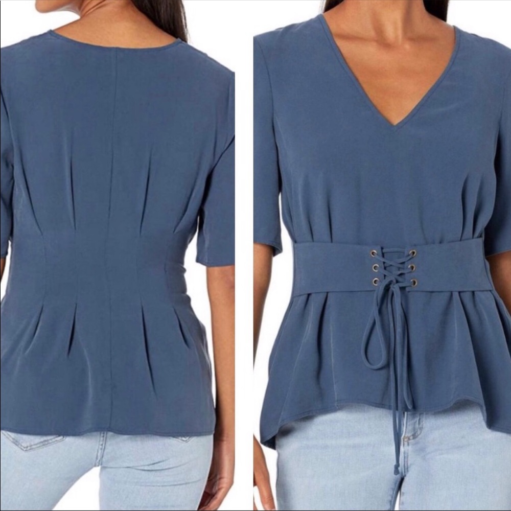 NEW BCBGeneration Blue Corset Tie Top